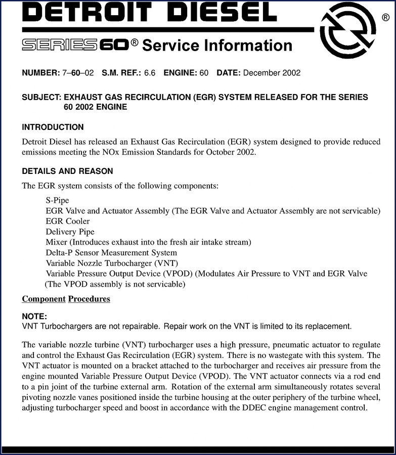 Detroit Diesel Series 60 2002 Technical Manual cover page