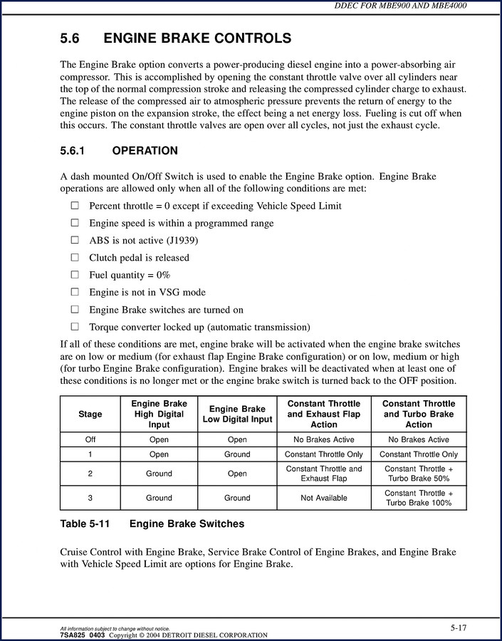 Cover of the 2004 Detroit Diesel MBE900 and MBE4000 Technical Manual showing DDEC system diagram