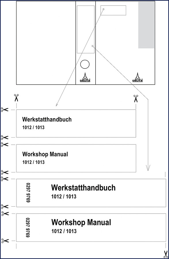 Deutz 1012 1013 Workshop Manual cover showing engine diagram and model numbers