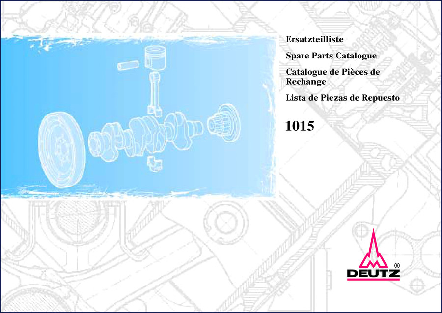 Deutz 1015 Parts Catalog cover - 167-page OEM factory spare parts catalogue for 1015 engine series