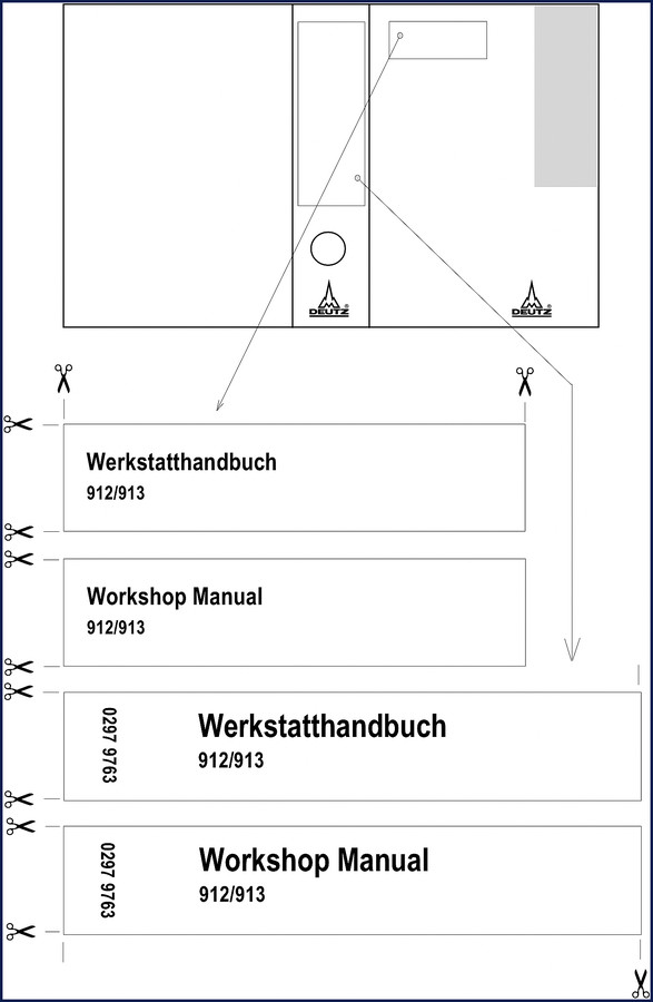 Deutz 912, 913 Workshop Manual cover showing the multilingual title and engine diagram