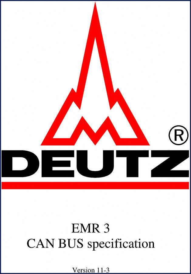 Deutz EMR 3 Technical Manual cover - 53 pages CAN bus specification for Deutz engines