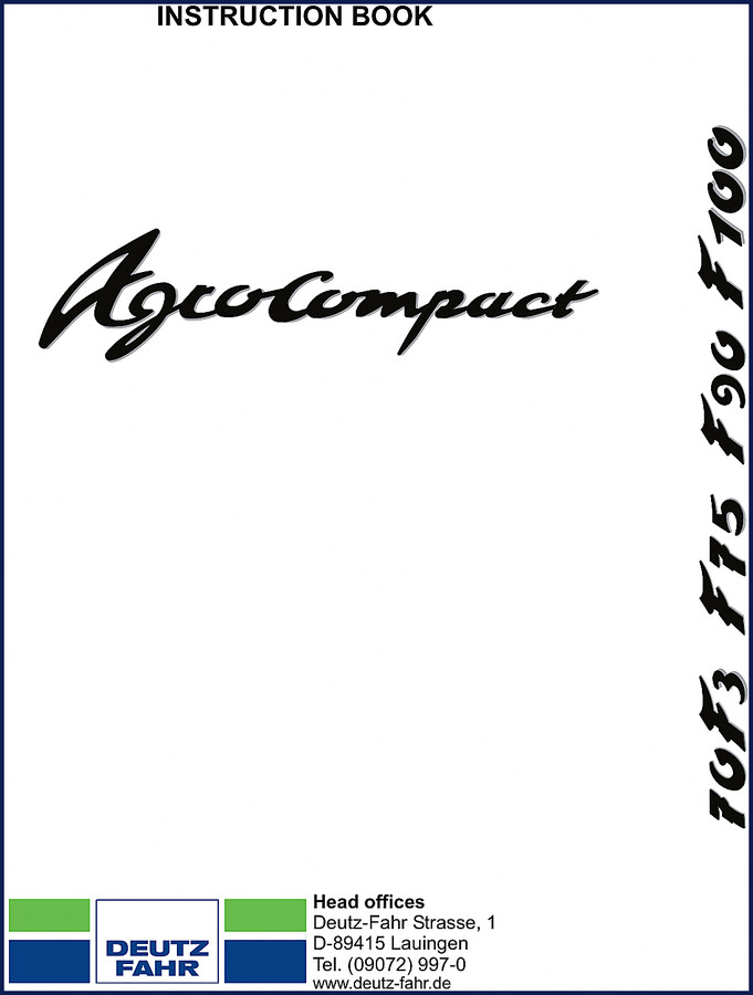 Deutz-Fahr Agrocompact F70 factory service manual cover 383 pages