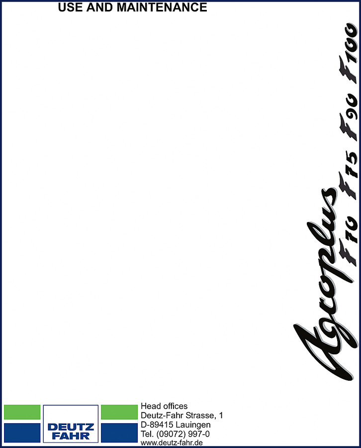 Deutz Fahr AGROFARM 85 user manual cover showing tractor and safety decals - 378 pages OEM document