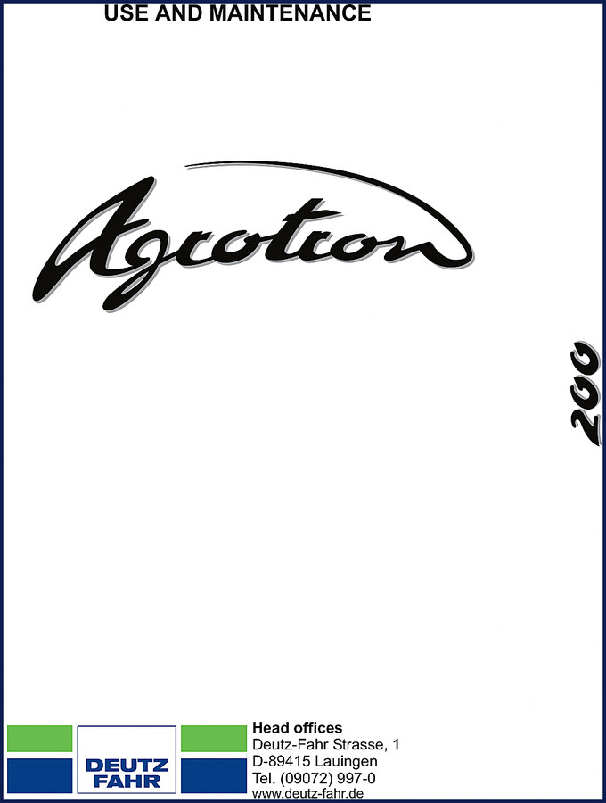 Deutz Fahr AGROTRON 200 User Manual cover - factory OEM documentation for maintenance and operation