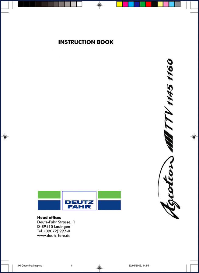 Factory OEM user manual for Deutz Fahr AGROTRON TTV 1145 and 1160 2006 – 420 pages including electrical diagrams and torque specs