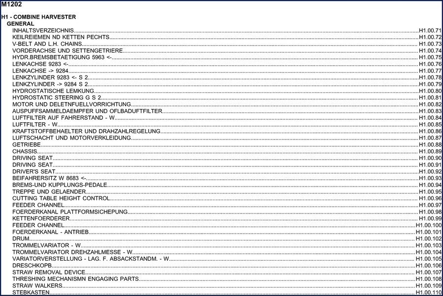 Deutz Fahr M1202 Parts Catalog cover – 147 page factory parts manual