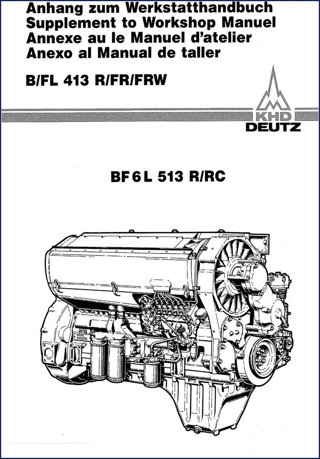 Deutz FRW 413 workshop manual cover - OEM supplement for B/FL 413 series engines