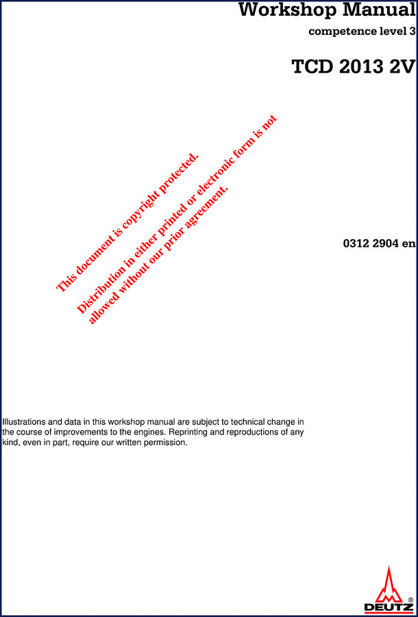Deutz TCD 2013 2V Workshop Manual 440-page OEM factory specification book cover