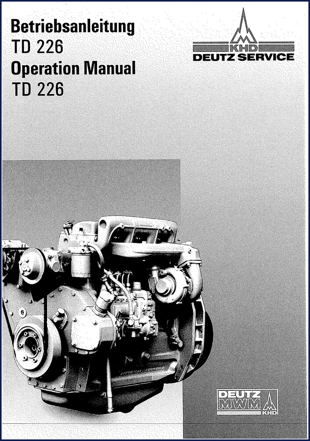 Deutz TD 226 Operation Manual cover – 83 pages German/English OEM factory document