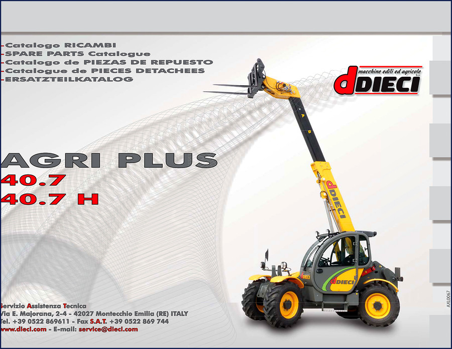 Dieci AGRI PLUS 40.7 and AGRI PLUS 40.7 H Parts Catalog cover image