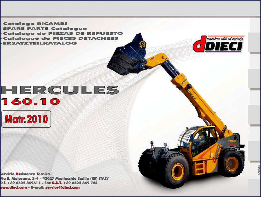Cover of the 2010 Dieci Hercules 160.10 Parts Catalog – 207 pages, OEM spare parts breakdown