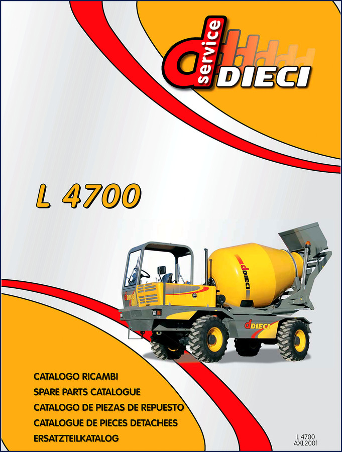 Dieci L 4700 spare parts catalog open to exploded view diagrams and part number tables