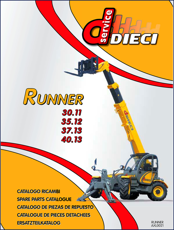 Dieci Runner 30.11, 35.12, 37.13, 40.13 Parts Catalog cover page showing 259-page factory spare parts manual