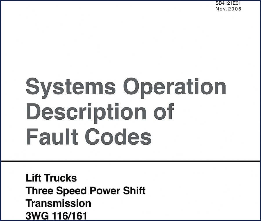 Doosan 3WG 116/161 2006 Diagnostics Manual cover showing lift truck transmission