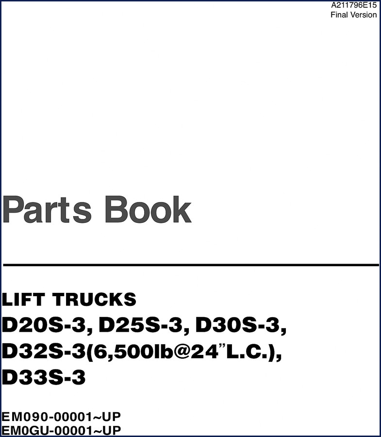 Doosan D20S-3 Parts Catalog cover 518 pages OEM