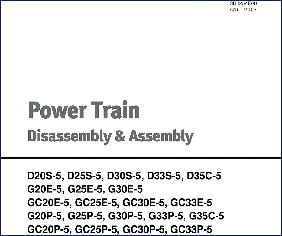 Doosan D20S-5 2007 forklift technical manual cover - Power Train Disassembly & Assembly