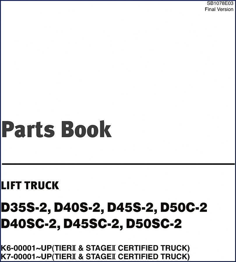 Doosan D35S-2 lift truck parts catalog cover page – 386-page OEM factory manual