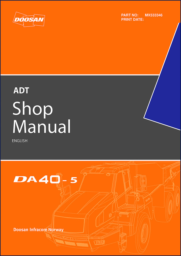 Doosan DA40-5 workshop manual cover, 893 pages, factory OEM document for marine and heavy equipment