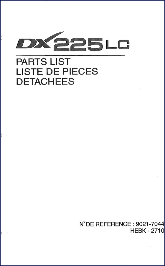 Doosan DX225LC Parts Catalog front cover - 700 pages OEM factory parts list