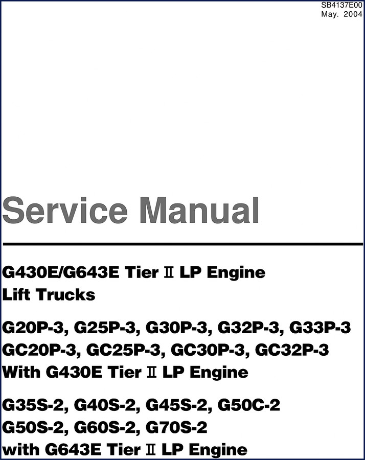 Doosan G33P-3 lift truck 2004 service manual cover showing LP engine diagram