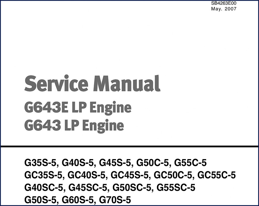 2007 Doosan G643E LP Engine Service Manual front cover - 308 pages OEM factory repair documentation