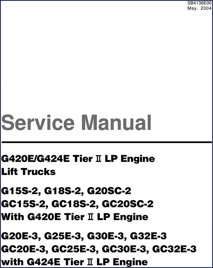 2004 Doosan GC18S-2 service manual cover showing G420E LP engine lift truck