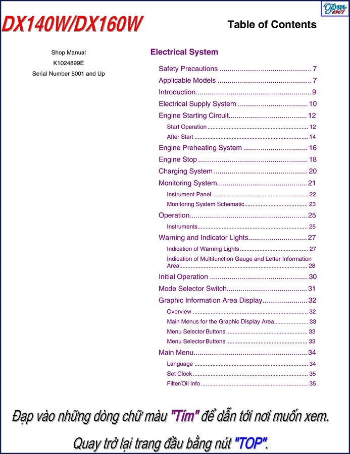 Doosan DX140W service manual cover - factory electrical system documentation