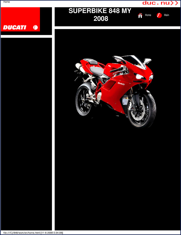 2008 Ducati 848 Service Manual cover with Ducati logo and model name