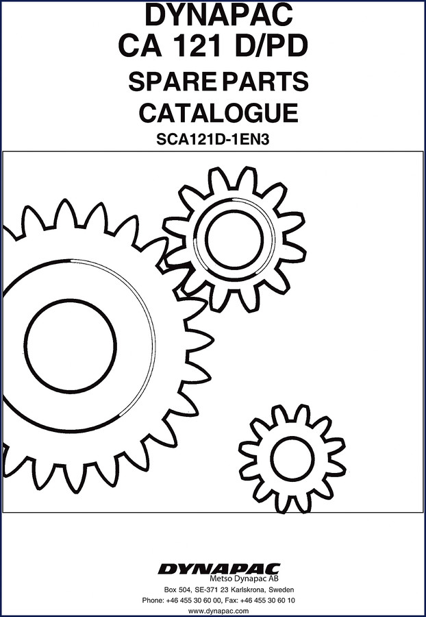 Dynapac CA 121 D and CA 121 PD vibratory roller parts catalog cover, 150 pages OEM factory spare parts catalogue