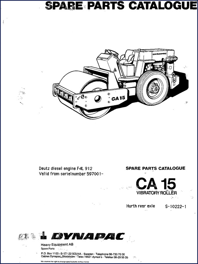 Dynapac CA 15 vibratory roller parts catalog cover - 126 pages OEM factory document