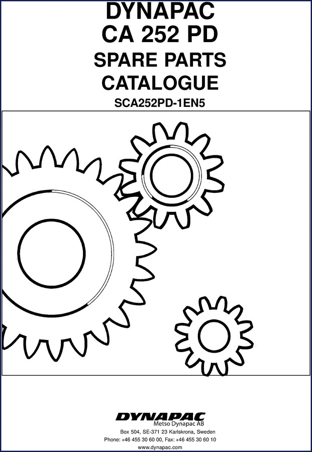 Dynapac CA 252 PD spare parts catalogue cover page showing vibratory roller and Dynapac logo