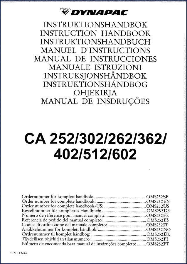 Dynapac CA 252-402 User Manual 340 pages OEM factory handbook cover