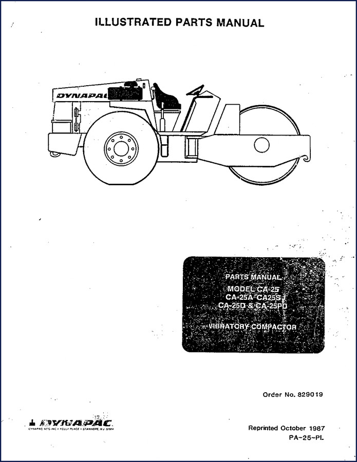 Dynapac CA-25 Series 1987 Parts Catalog cover