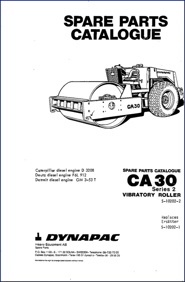 Dynapac CA 30 CA 30D Parts Catalog – 148 pages factory spare parts manual