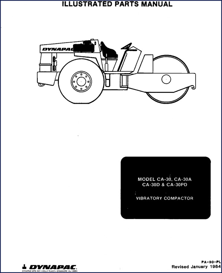 Dynapac CA-30PD 1984 Parts Catalog cover illustration showing vibratory compactor and manual title