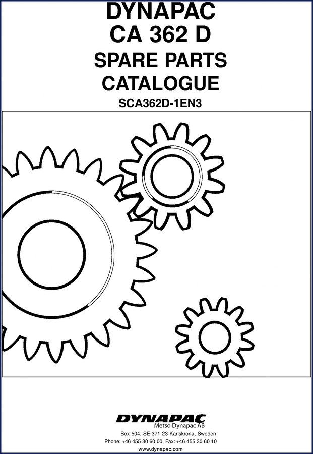 2002 Dynapac CA 362 D Parts Catalog cover showing vibratory roller and Cummins engine spec