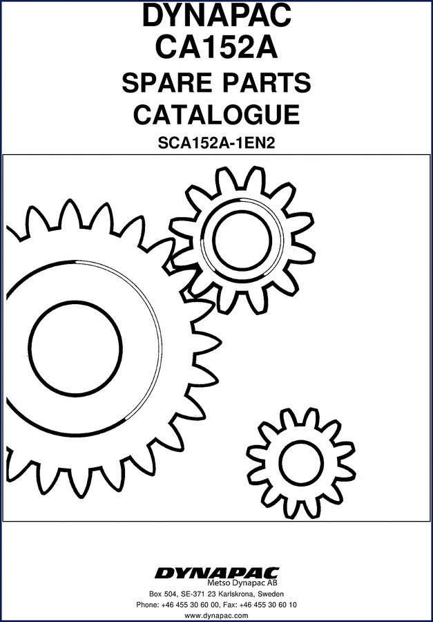 Dynapac CA152A Spare Parts Catalog cover showing roller model and factory documentation
