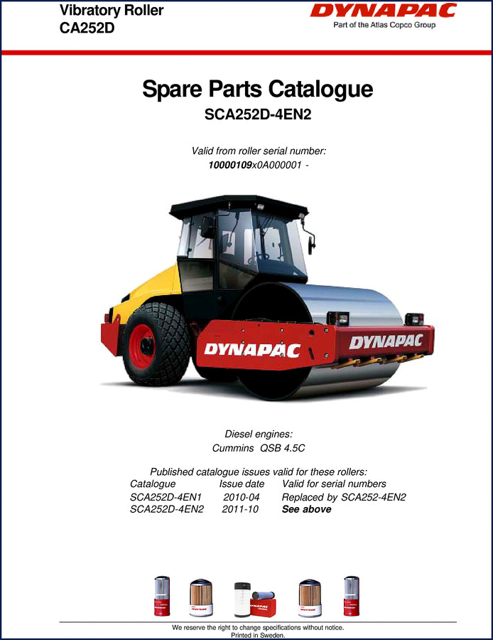 Dynapac CA252D 2011 Spare Parts Catalogue cover image