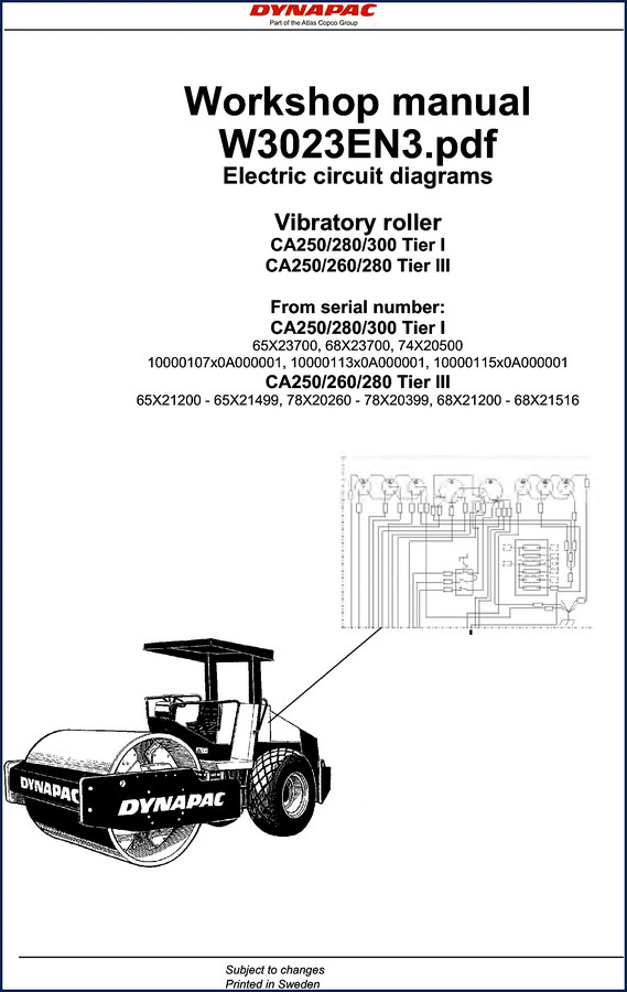 Dynapac CA260 workshop manual cover showing electric circuit diagrams book