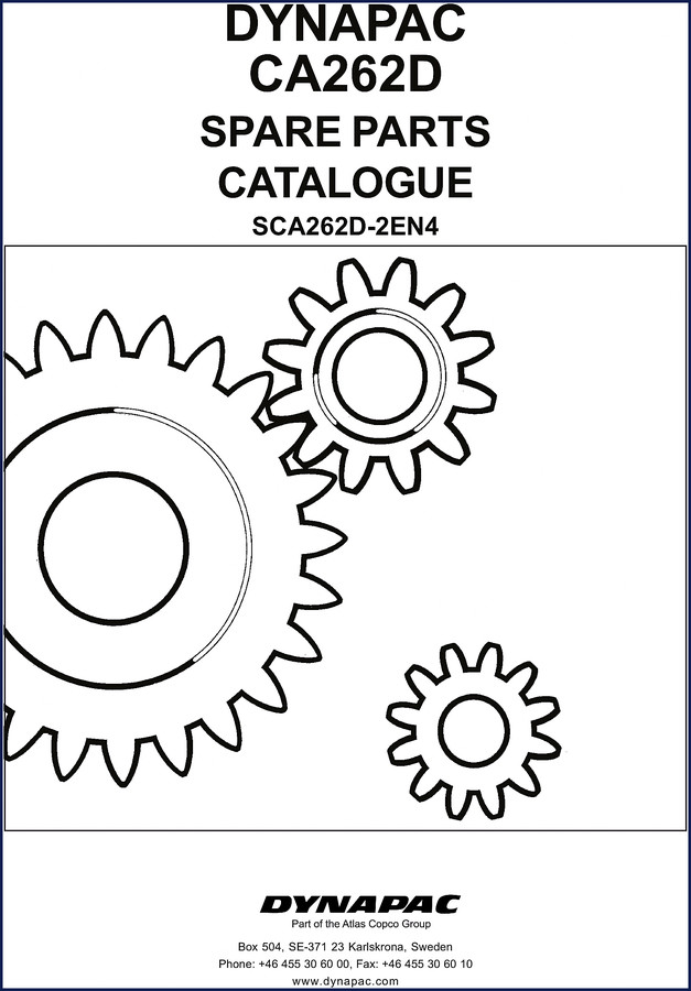Dynapac CA262D Spare Parts Catalogue cover – factory OEM parts catalog for CA262D vibratory roller