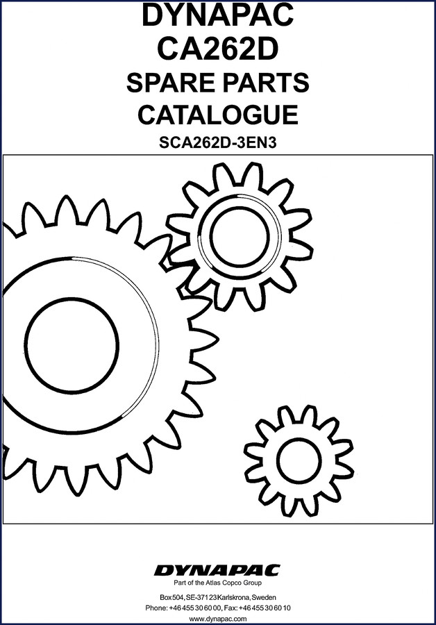 Dynapac CA262D OEM spare parts catalog cover showing roller and part number layout