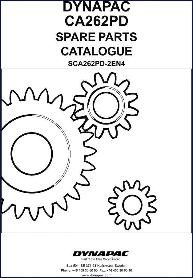 Dynapac CA262PD 2009 Parts Catalog cover page showing OEM spare parts catalogue for vibratory roller