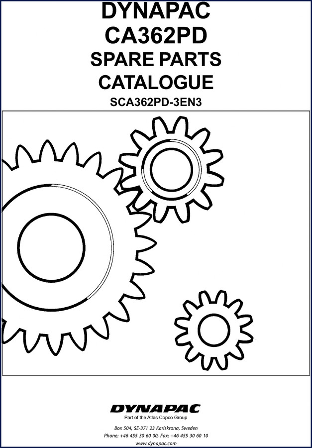 Dynapac CA362PD Vibratory Roller Spare Parts Catalogue cover page showing serial number range and issue date
