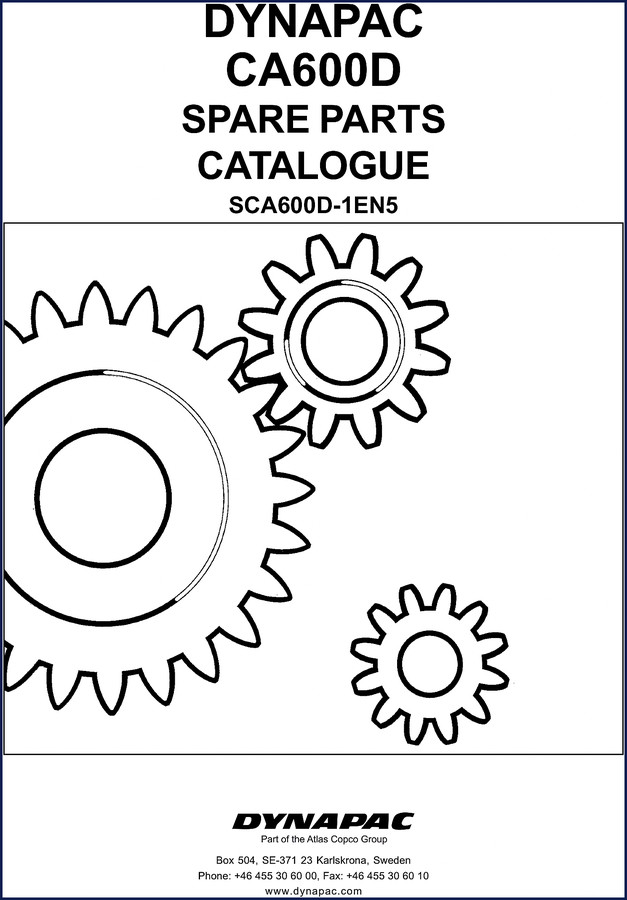 Dynapac CA600D Parts Catalog front cover showing vibratory roller and model designation