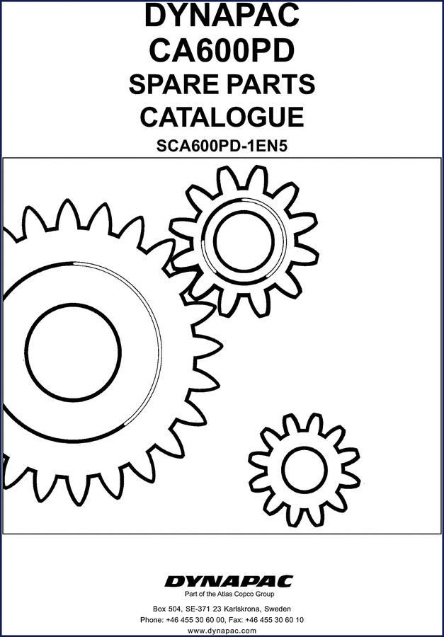 Dynapac CA600PD Parts Catalog cover page with roller illustration and model number