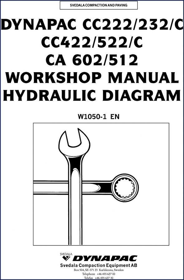 Dynapac CC222 CC232 CC422 CC522 CA602 Workshop Manual cover showing hydraulic diagram