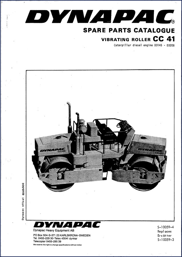 Dynapac CC 41 Parts Catalog 242 pages OEM factory manual cover