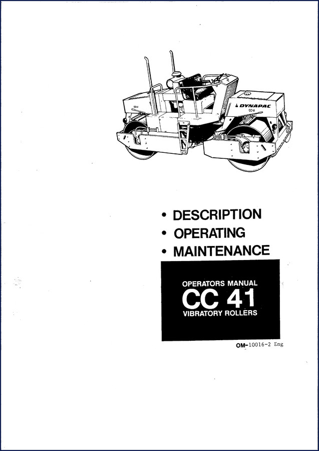 Dynapac CC 41 1982 OEM Technical Manual cover showing vibratory roller and factory logo