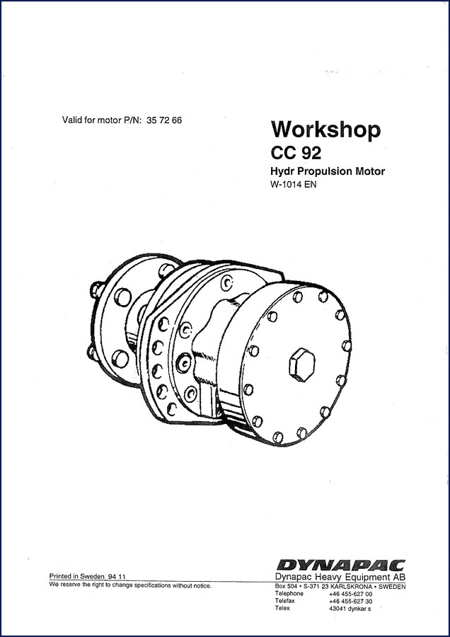 Dynapac CC 92 Parts Catalog cover – 196 pages OEM spare parts catalogue